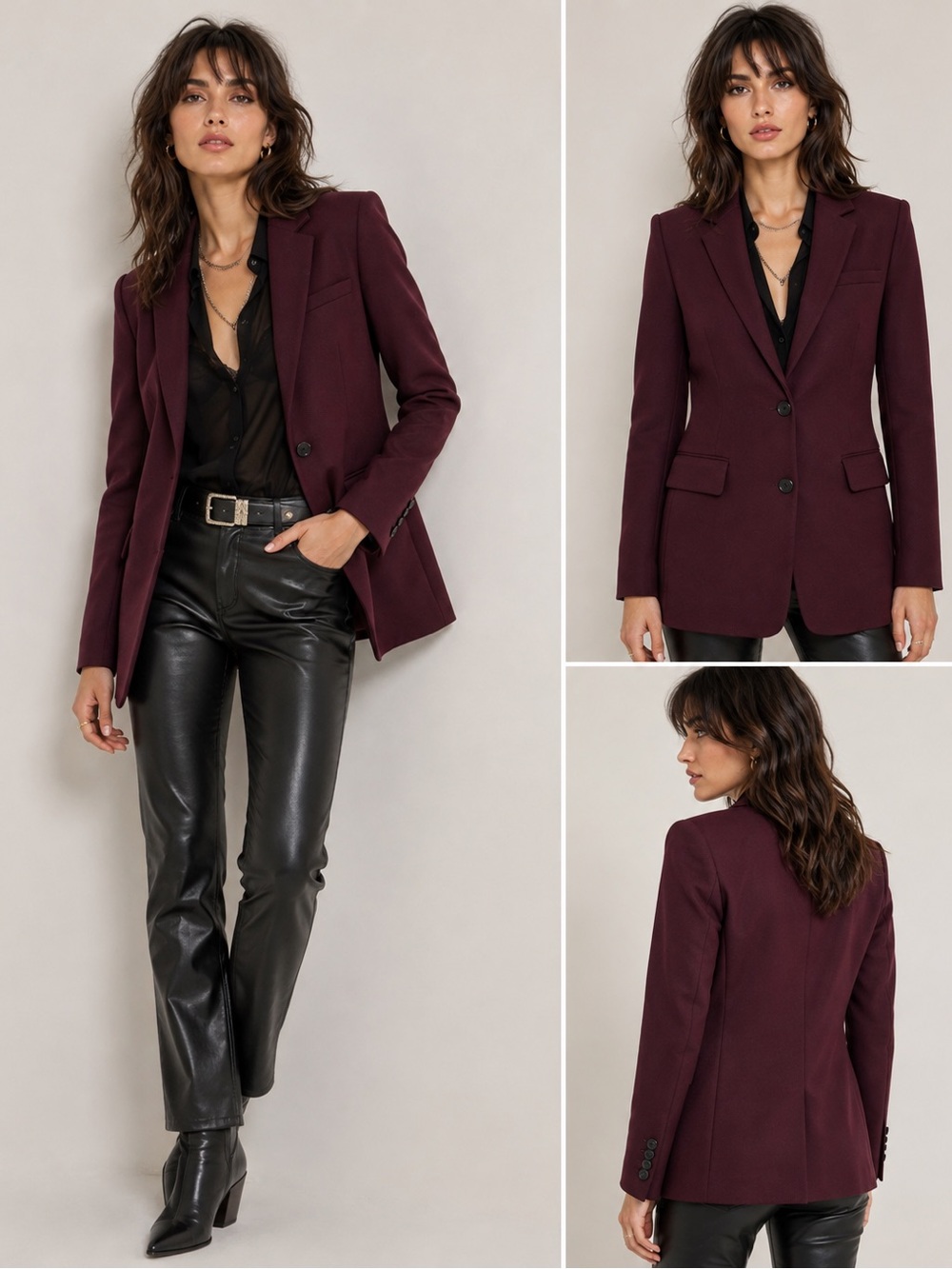 The Kooples tailored longline single breasted blazer jacket burgundy 4 nwt